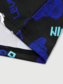 Conjunto de pijama de manga larga con estampado de controlador de videojuegos y pantalones cómodo para niño preadolescente, otoño