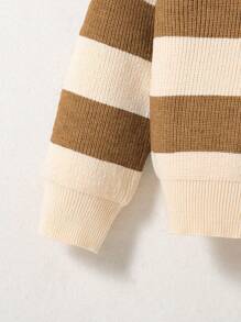 SHEIN Young Girl Casual Colorblock Striped Sweater, Autumn/Winter - Multicolor - View 4