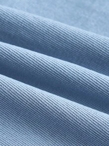 SHEIN Sports Women's Casual Solid Color Notched Neck Long Sleeve Jumpsuit - Blue - View 4