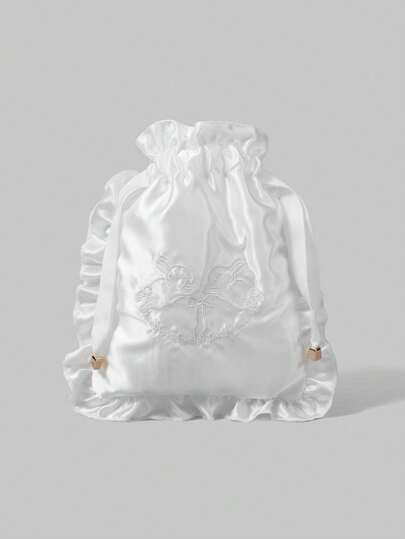 Kawaii Bolsa de cosméticos bordada con conejo diseño 336027, bolsa portátil de viaje con cordón para almacenamiento de ropa interior