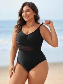 Swim Lushoire Plus Size Minimalist Casual Everyday Sleeveless One-Piece Camisole Summer