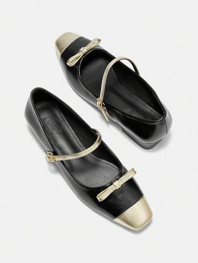 Women Square Toe Square Heel Mary Jane Flat Sandals, Spring & Summer New Year Holiday