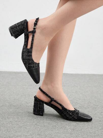 CUCCOO BIZCHIC 女士时尚尖头拼色高跟鞋新年假期