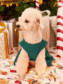 PETSIN 绿色蝴蝶结装饰宠物连衣裙，圣诞节适合猫和狗的可爱服装