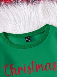 Family Matching Christmas Sweatshirts, Women's Round Neck, Festive Graphic Prints Sweatshirts, With Christmas Mom, Heart, Christmas Tree, Snowflake, Candy Cane, Star, Bell Print, Thermal Lined, Casual, Warm Pullover Fall - Green - View 6