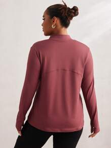 Easithlete Sudadera de yoga de manga larga con bolsillos y media cremallera, para el Año Nuevo Chino, talla grande - Rojo - Ver 2