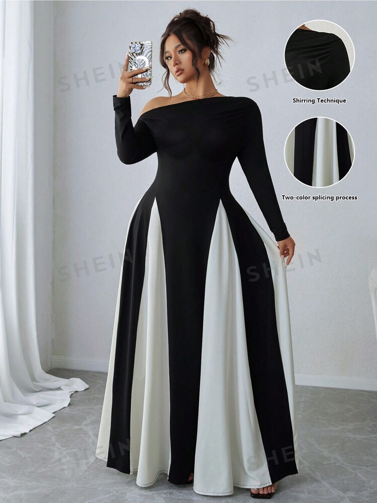 Shein maxi dress long sleeve sales