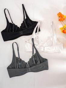 3pcs/Set Seamless Wave Edge Wire-Free Thin Bottom Bra - Multicolor - View 2