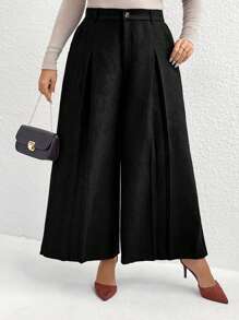 Calvaya 加大码纯色腰带，优雅休闲宽松西装裤