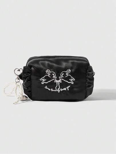 Kawaii Kaninchen & Schleife Muster 336027 multifunktionale großvolumige Aufbewahrungstasche, tragbare Kosmetiktasche, 3-in-1 Reise-Kulturtasche