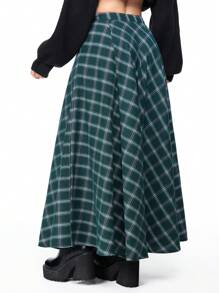 ROMWE Fairycore Women's Autumn Fashionable Countryside Style Patterned Pocketed Skirt