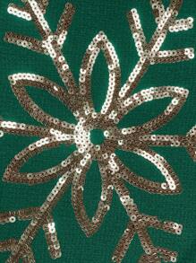 Calvaya Plus Size Women's Casual Sequined Snowflake Pattern Round Neck Pullover Sweater, Stylish & Slimming, Suitable For Autumn/Winter/Christmas Knit Pullover Fall - Green - View 7