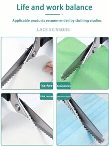 1 件专业黑色不锈钢裁缝剪刀锯齿形边缘织物皮革工艺剪刀重型人体工程学手柄适用于缝纫裁缝装饰材料裁剪工具