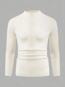 EURMUSE Men Solid White Turtle Neck Regular Sweater - White - View 3