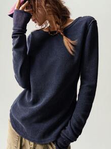 Bohemela 基本款纯色圆领长袖修身女式 T 恤