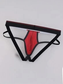 字母图案撞色镂空男士性感三角裤 - 彩色 - 查看 6