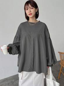 FRIFUL Women's Loose Fit Splice Bottom Contrast Color T-Shirt,Fall Clothes Long Sleeve Women Tops