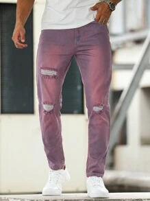 Manfinity Homme Men's Casual Ripped Distressed Denim Jeans