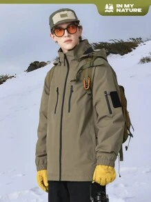 Gym Rark 1 Pieza Chaqueta deportiva con capucha casual de manga larga con bolsillos con cremallera y parches de un solo color en estilo boyfriend para hombre - Verde militar - Ver 1