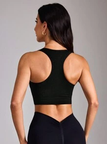 SHEIN Sport Studio 1pc Women Wireless Seamless Sports Bra (Black)