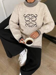 SHEIN Frenchy Women Casual Everyday Embroidered Detail Drop Shoulder Sweater, Autumn/Winter