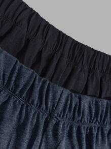 RueChic 2pcs Men Comfortable Casual English Text Print Lounge Pants Set - Multicolor - View 7