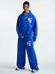 Manfinity VCAY Men's Loose Knit Long Sleeve Hoodie Set - Blue - View 3