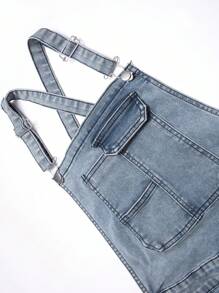 Manfinity Homme Men's Casual Washed Slim Fit Denim Bib Overalls