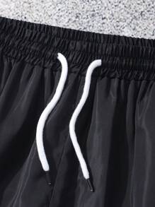 Tween Boy' Casual Academy Style Drawstring Black Shorts, Daily Versatile - Black - View 5