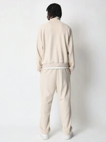 SUMWON Conjunto coordinado de lujo deportivo de chaqueta con cremallera completa y pantalones a juego, ropa deportiva clásica, ropa urbana de moda para entrenamiento de invierno y tiempo libre