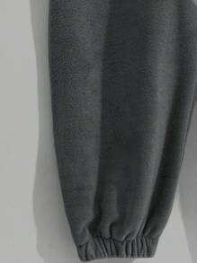 RueChic Men's Comfortable Casual Basic Style Flocked Graphic Home Set - Dark Grey - View 11