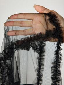 SHEIN Pregnant Women Summer Elegant Contrast Mesh Frill Trim Cami Dress For Photoshoot