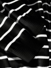 CosyJoli Plus Size Women Striped Round Neck Long Sleeve Casual T-Shirt, Autumn, For Winter Fall,Slightly Sheer