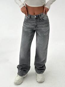 WOMEN HIGH RISE STRAIGHT JEANS