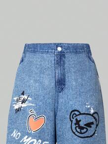 SHEIN Mädchen Teens Grafik Text Muster Lässig Minimalistische Alltagshose