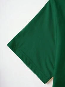 INAWLY Áo thun tay ngắn cổ tròn in hình ông già Noel hình chó Giáng sinh, áo thun họa tiết cho nữ - Màu xanh lá cây đậm - Xem 4