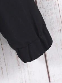 SHEIN Tween Girl Thermal Lined Hooded Jacket, Fashionable For Autumn/Winter - Black - View 5