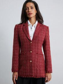 Aveloria Modichic New Fashion Elegant Style Stylish Fringed Tweed Loose Fit Women's Jacket Holiday Party Clothes  - Multicolor - View 5