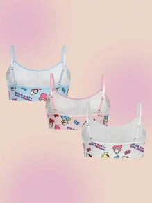 HELLO KITTY AND FRIENDS | SHEIN Tween Girl 3pcs/Set Cute Kitty Print Cami Top, Blue, Pink And White