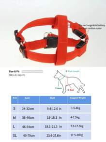 PETSIN Obsequio para amantes de los perros que brilla en la oscuridad y arnés de pecho y collar para pasear al perro de noche - Rojo - Ver 4