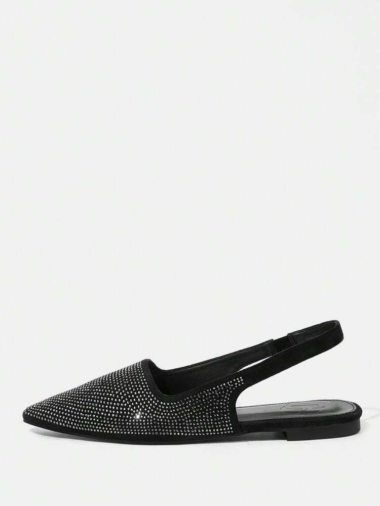 CUCCOO TILAWA New Rhinestone Pointed Toe Flat Shoes For Women