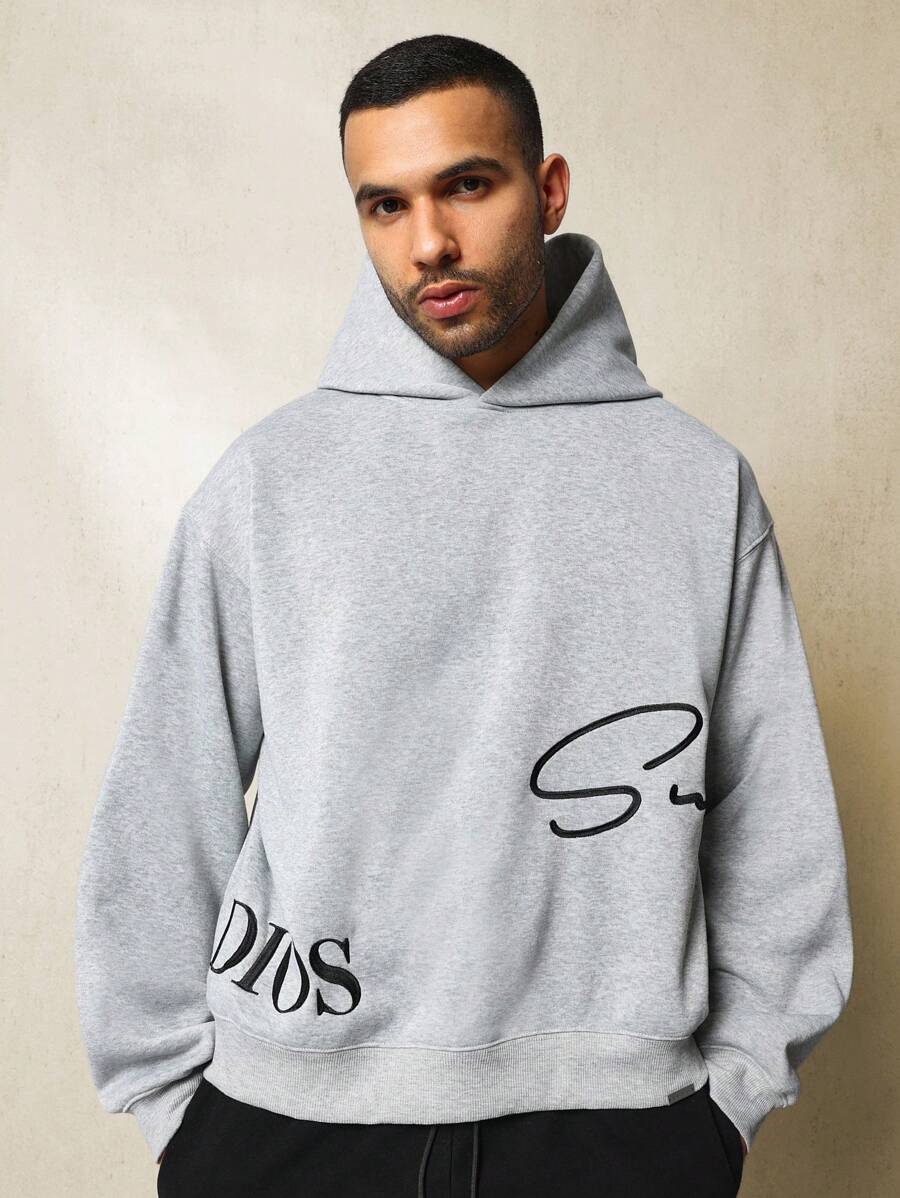 SUMWON Studio Dios Designer Signature Collection Oversized Pullover Hoodie Premium Streetwear Statement Athleisure Fall Winter Casual Urban Fashion - Grey - View 1