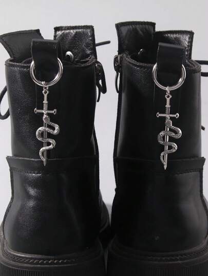 1 Pair Gothic Cross & Snake Pendant Decor, Suitable For Boots, Halloween