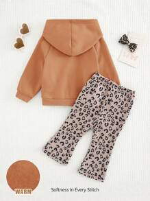 Cozy Pixies 2 Stück/Set Baby Mädchen Herz Grafik Kapuzen Raglan Langarm Pullover Sweatshirt und Trompetenform Hose Set, Herbstbekleidung