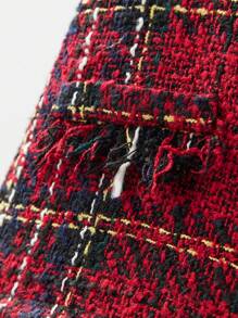 Maija Kids Maija Kids 年轻女孩休闲粗花呢撞色网眼拼接连衣裙 - 紅色 - 查看 9