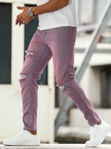 Manfinity Homme Men's Casual Ripped Distressed Denim Jeans