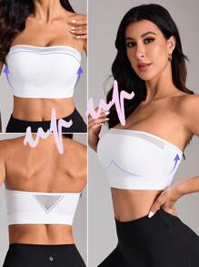 Easithlete Sutien sport camisole cu plasă simplă pentru femei