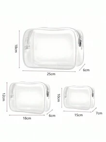 3PCS S M L Clear Toiletry Bags Waterproof Travel Storage Bags Portable Zipper Organizer Bathroom Essentials Airport Airline Compliant Transparent Cosmetic Bag Boho Vibes Aesthetic Travel Must Haves Vacation Beach Summer Accessories