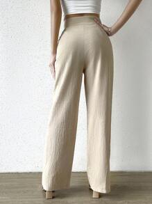 SHEIN Clasi Women's Solid Color Pants With Pockets Wide Leg Pants Baggy Pants