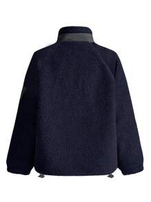 SHEIN Sports Women's Casual High Collar Zipper Up Teddy Fleece Sports Jacket, Autumn/Winter